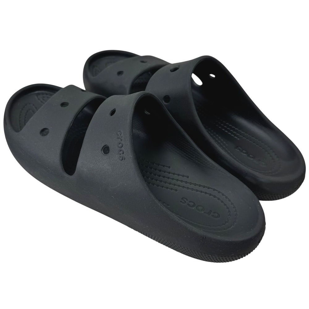 Crocs Classic Two Strap Slide Sandals Womens 9 Mens 7 Black Comfort Summer Shoes